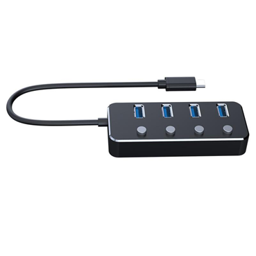 4 Port USB 3.0 Hub - USB-A to 4x USB 3.0 Type-A with Individual On/Off Port Switches - SuperSpeed 5Gbps USB 3.1/3.2 Gen 1 - Portable